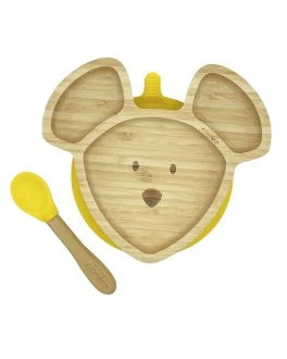 Piatto in Bambù con cucchiaio -topino giallo